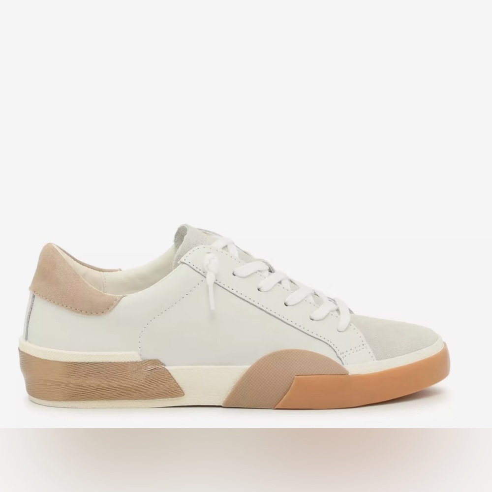 Dolce Vita White and Tan Low-Top Sneakers
